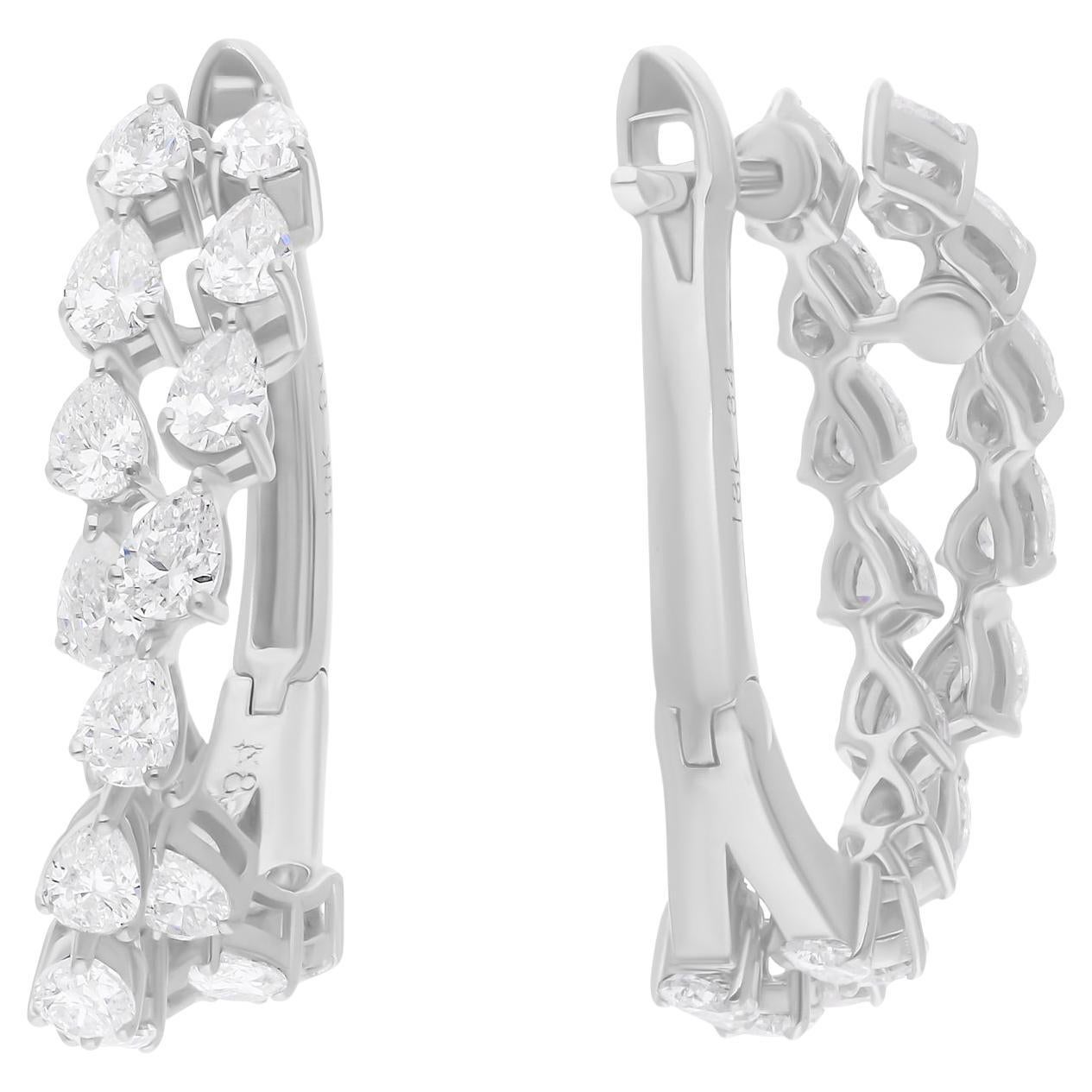 Natürliche natürliche 1,80 Karat SI/H Birnenform Diamant-Ohrringe 18 Karat Weißgold Schmuck