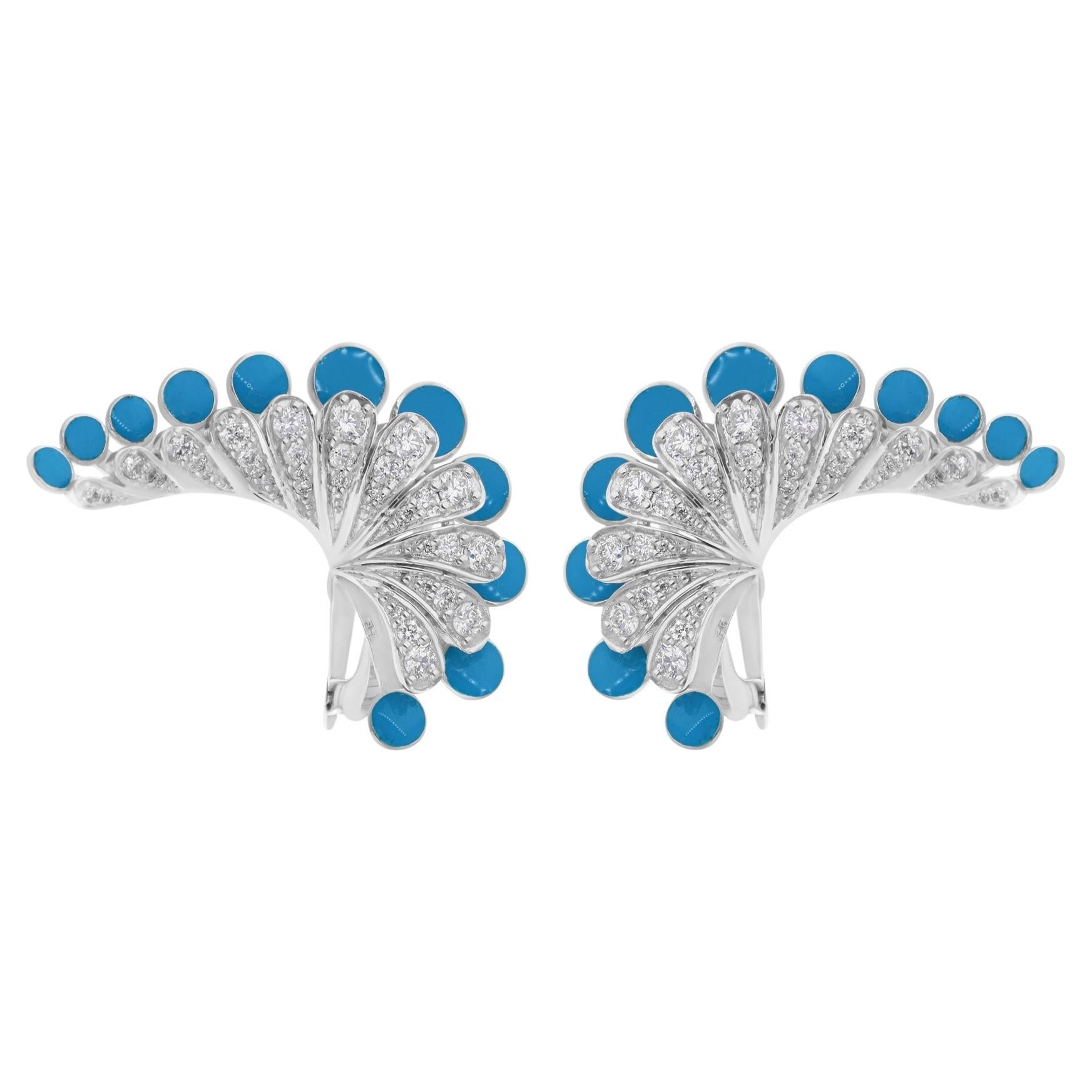 0,76 Karat SI/H runder Diamant im Brillantschliff Schmetterlingsohrring 18k Weißgold