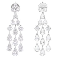 9,11 Karat SI/H Birnenförmige runde Diamant-Kronleuchter-Ohrringe 18k Weißgold Schmuck