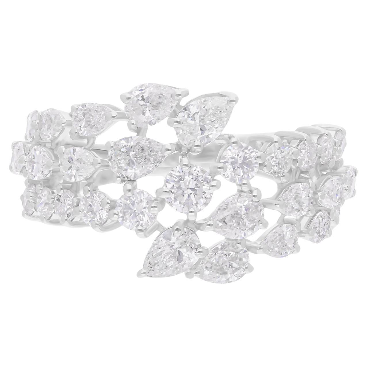 2,7 Carati SI/H Pear Round Brilliante Cut Diamond Ring Gioielli in oro bianco 18 Karati