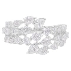 2,7 Carati SI/H Pear Round Brilliante Cut Diamond Ring Gioielli in oro bianco 18 Karati