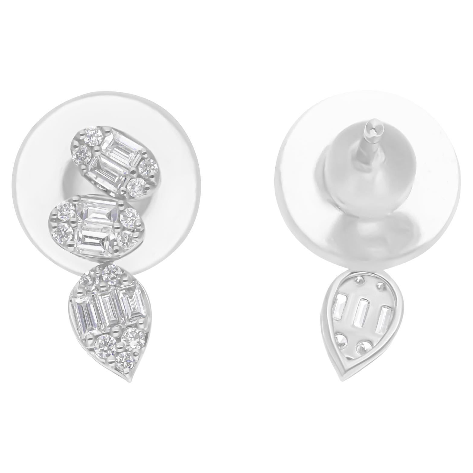 Orecchini di diamanti baguette naturali da 0,38 carati SI/H Gioielli in oro bianco 14 carati