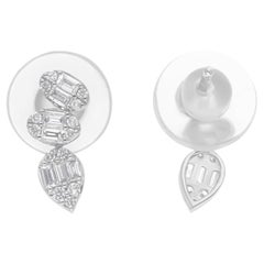 Orecchini di diamanti baguette naturali da 0,38 carati SI/H Gioielli in oro bianco 14 carati