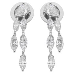 Orecchini di diamanti a pera e marquise da 1,15 carati SI/H reali, gioielli in oro bianco 14 carati Orecchini di diamanti a pera e marquise da 1,15 carati SI/H reali, gioielli in oro bianco 14 carati