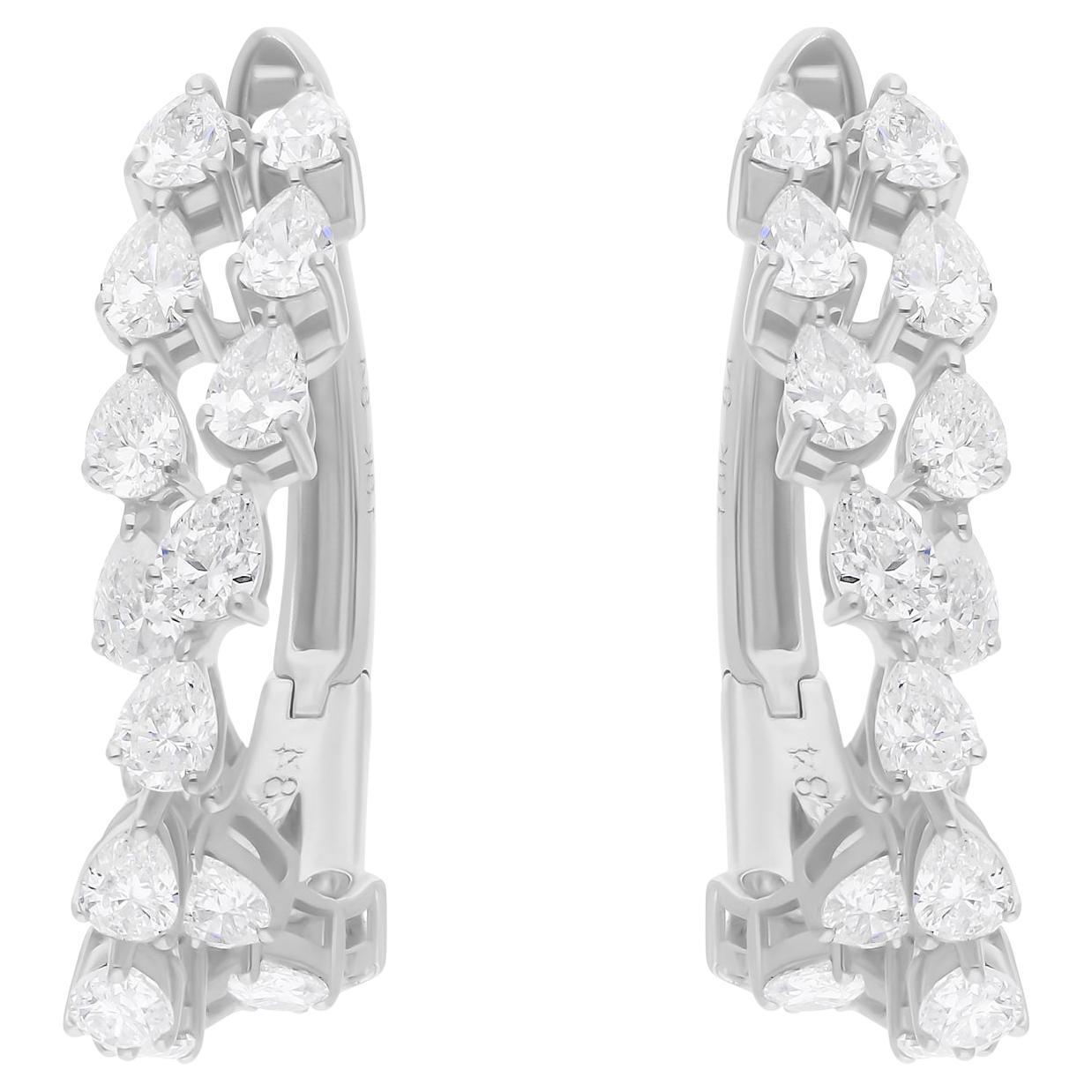 Natürliche natürliche 1,80 Karat SI/H Birnenform Diamant-Ohrringe 14 Karat Weißgold Schmuckschmuck