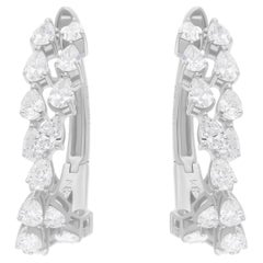 Boucles d
oreilles en or blanc 14 carats avec diamants naturels en forme de poire de 1,80 carat SI/H