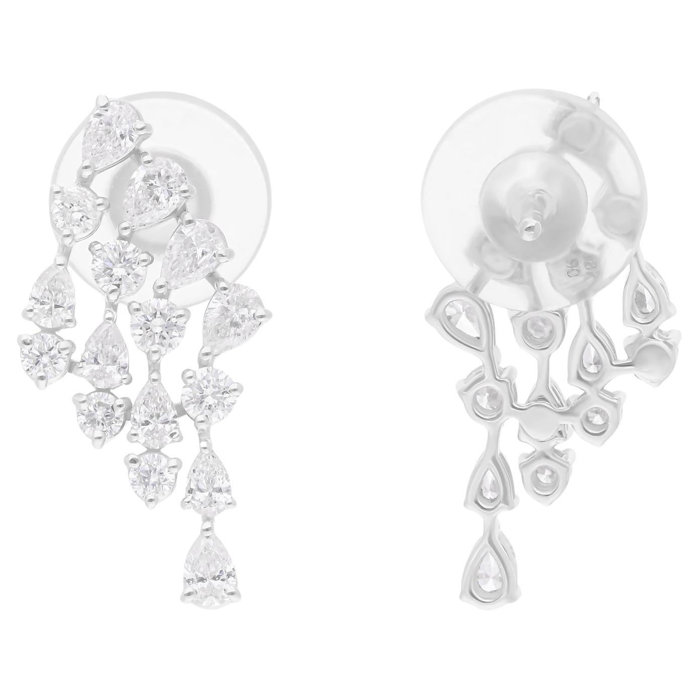 1,67 Karat SI/H Birnenförmige Diamant-Ohrringe im runden Brillantschliff 18 Karat Weißgold