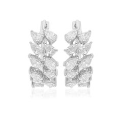 Pendientes de diamantes pera naturales de 1,37 quilates, claridad SI y color HI, oro blanco de 14 quilates