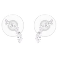 0.45 Carat SI/H Marquise Pear Shape Diamond Earrings 14 Karat White Gold Jewelry