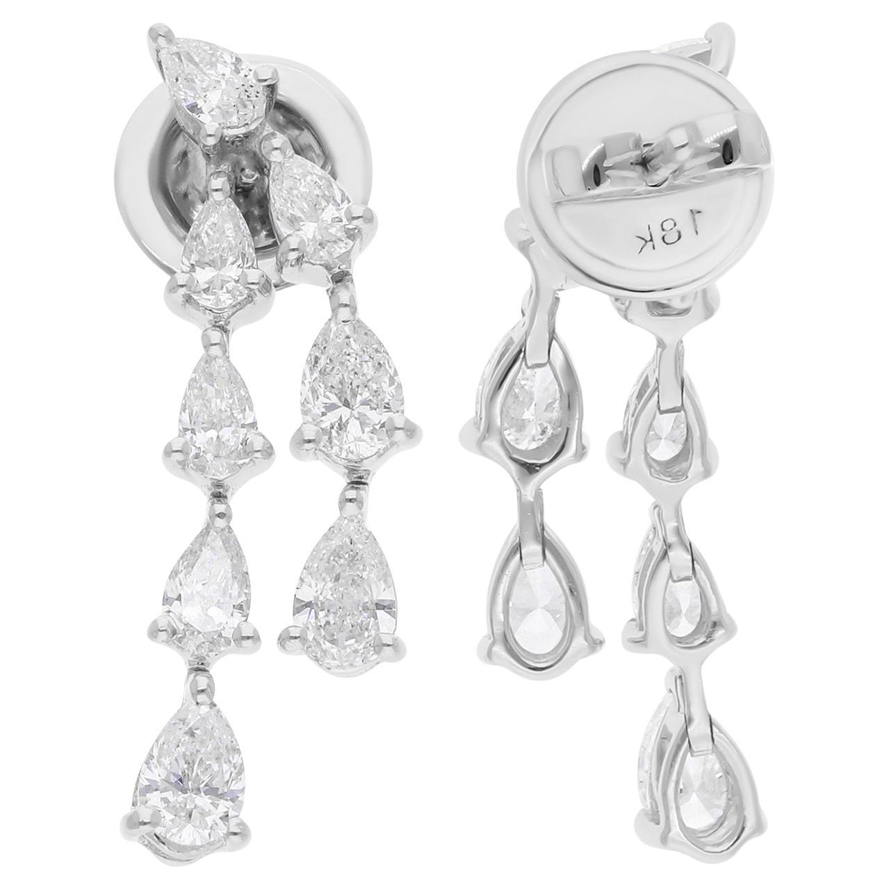 1.48 Carat SI/H Boucles d
oreilles diamant poire taille brillant Or blanc 18 Karat Bijoux