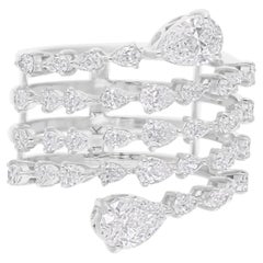 Bague en or blanc 18 carats avec diamant poire taille brillant de 2.41 carats SI/H