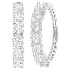 Orecchini a cerchio con diamanti taglio brillante rotondo da 2,76 carati SI/H Oro bianco 18 carati