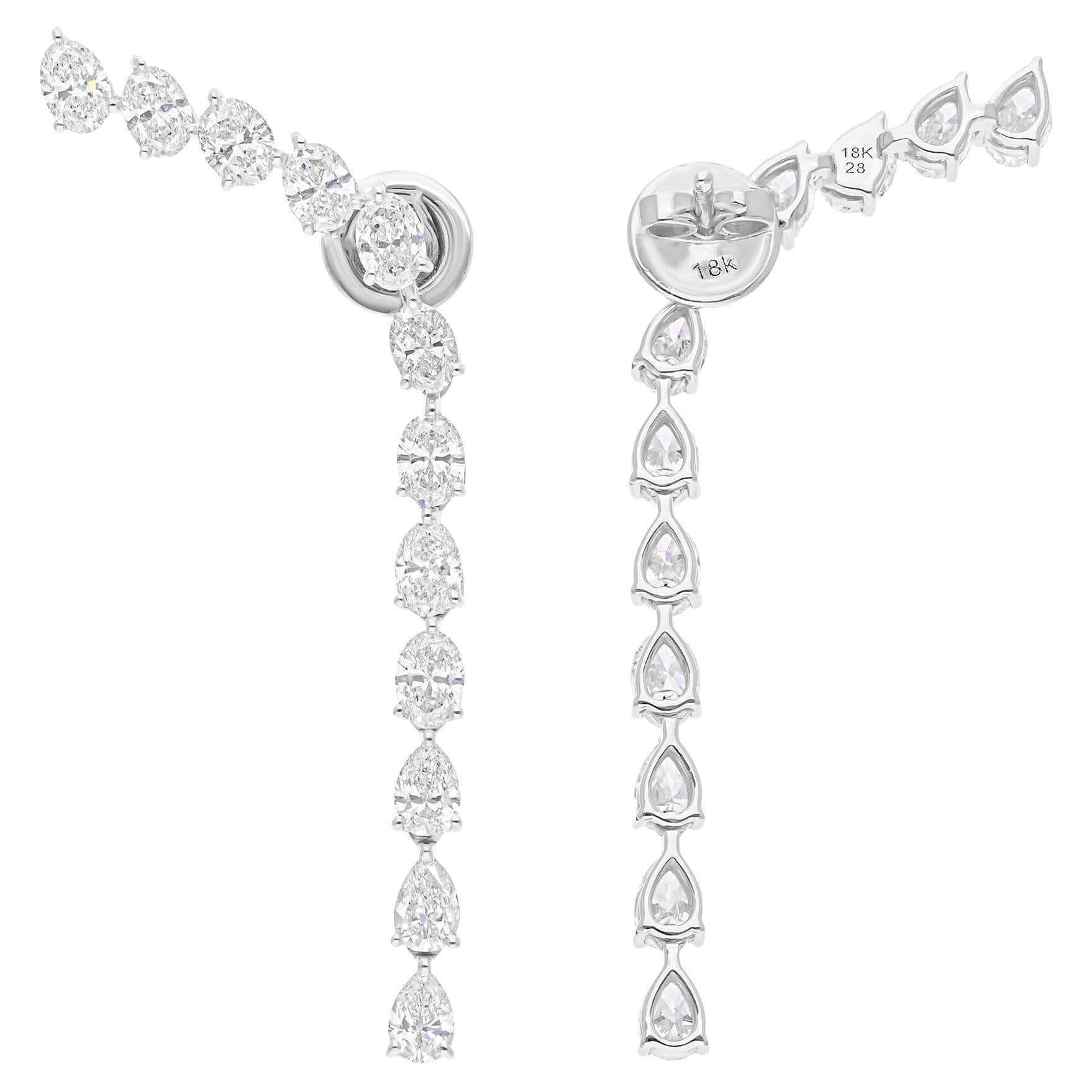 Natürliche 4,55 Karat SI/H Ovale Diamant-Ohrringe aus 18 Karat Weißgold mit Diamanten in Ovalform