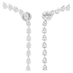 Natürliche 4,55 Karat SI/H Ovale Diamant-Ohrringe aus 18 Karat Weißgold mit Diamanten in Ovalform