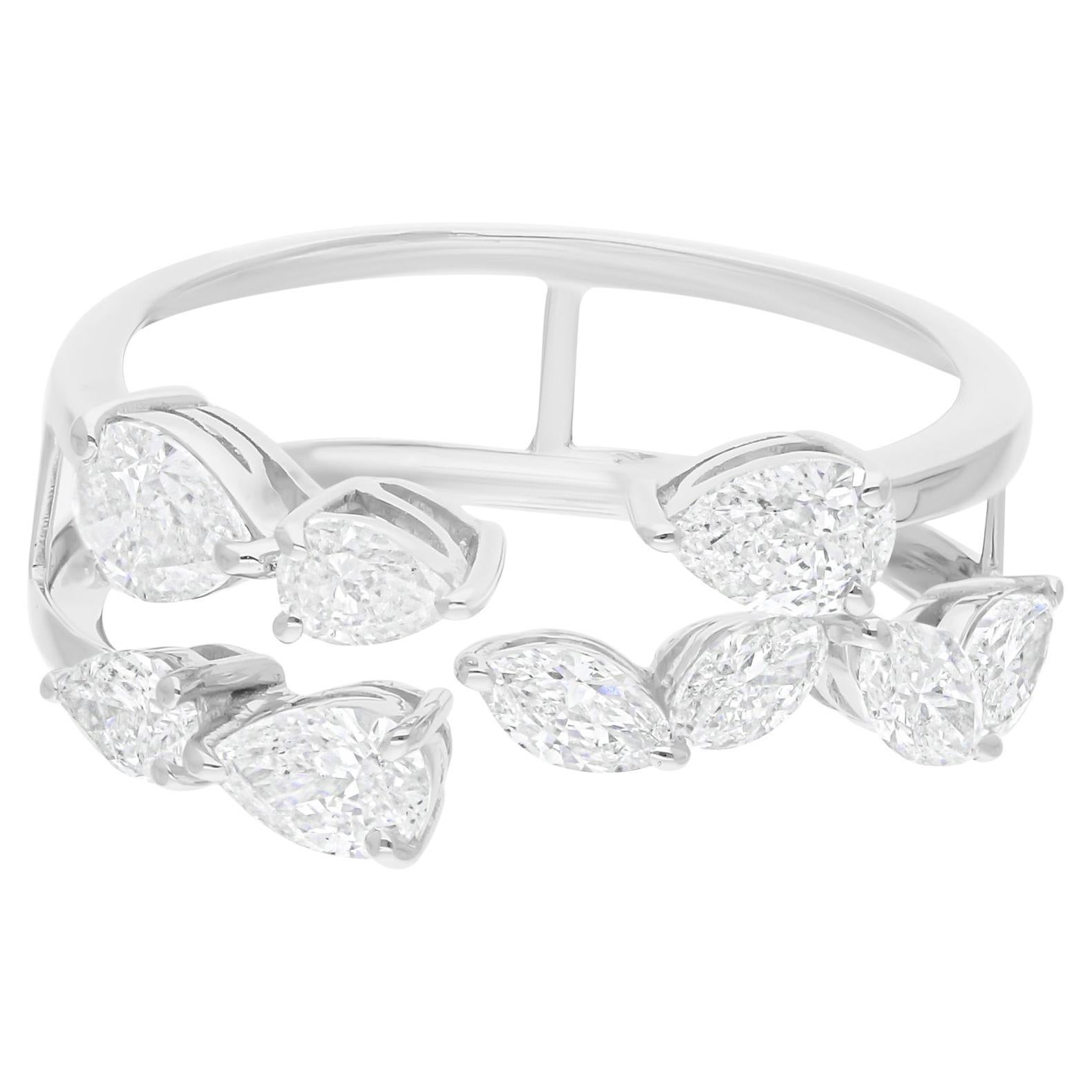 1.20 Carat SI/H Pear Marquise Shape Diamond Ring 18 Karat White Gold Jewelry