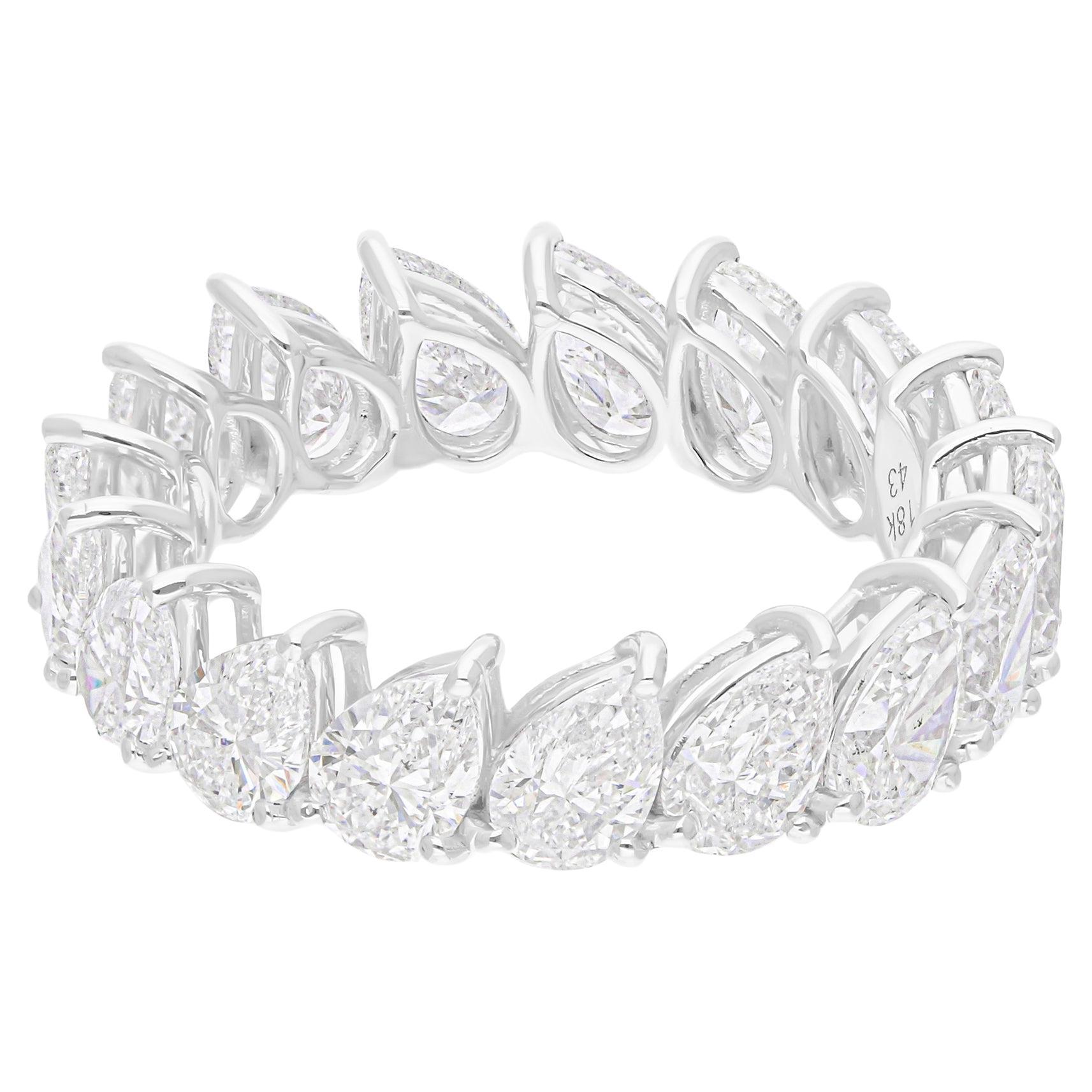 Anello con diamante naturale a forma di pera da 5,10 carati SI/H Gioielli in oro bianco 14 carati