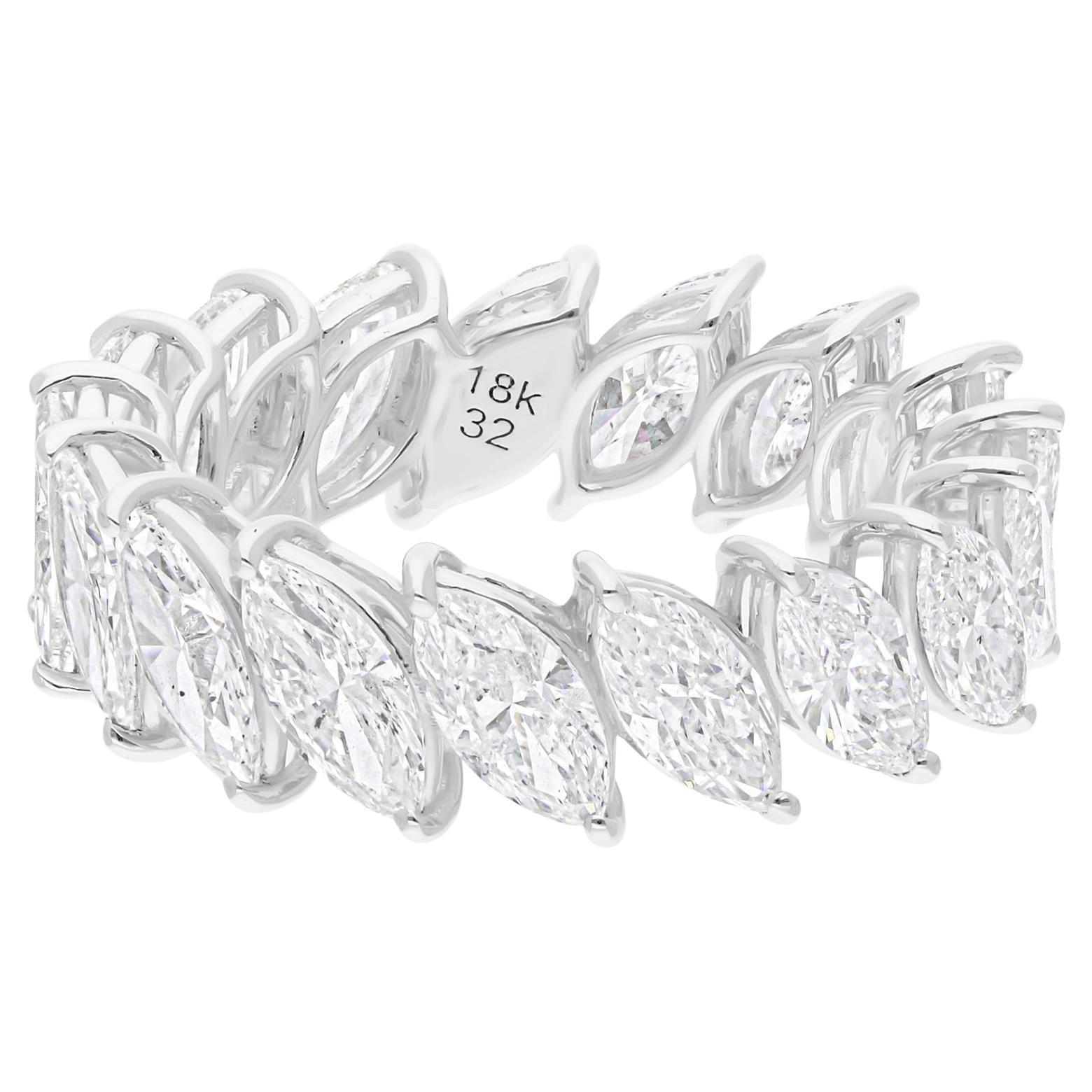 5,15 Karat SI/H Marquise-Diamantring aus 14 Karat Weißgold mit Marquise-Schmuck im Angebot