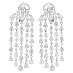 8 Carati SI/H Pear Round Diamond Chandelier Earrings Gioielli in oro bianco 18 carati
