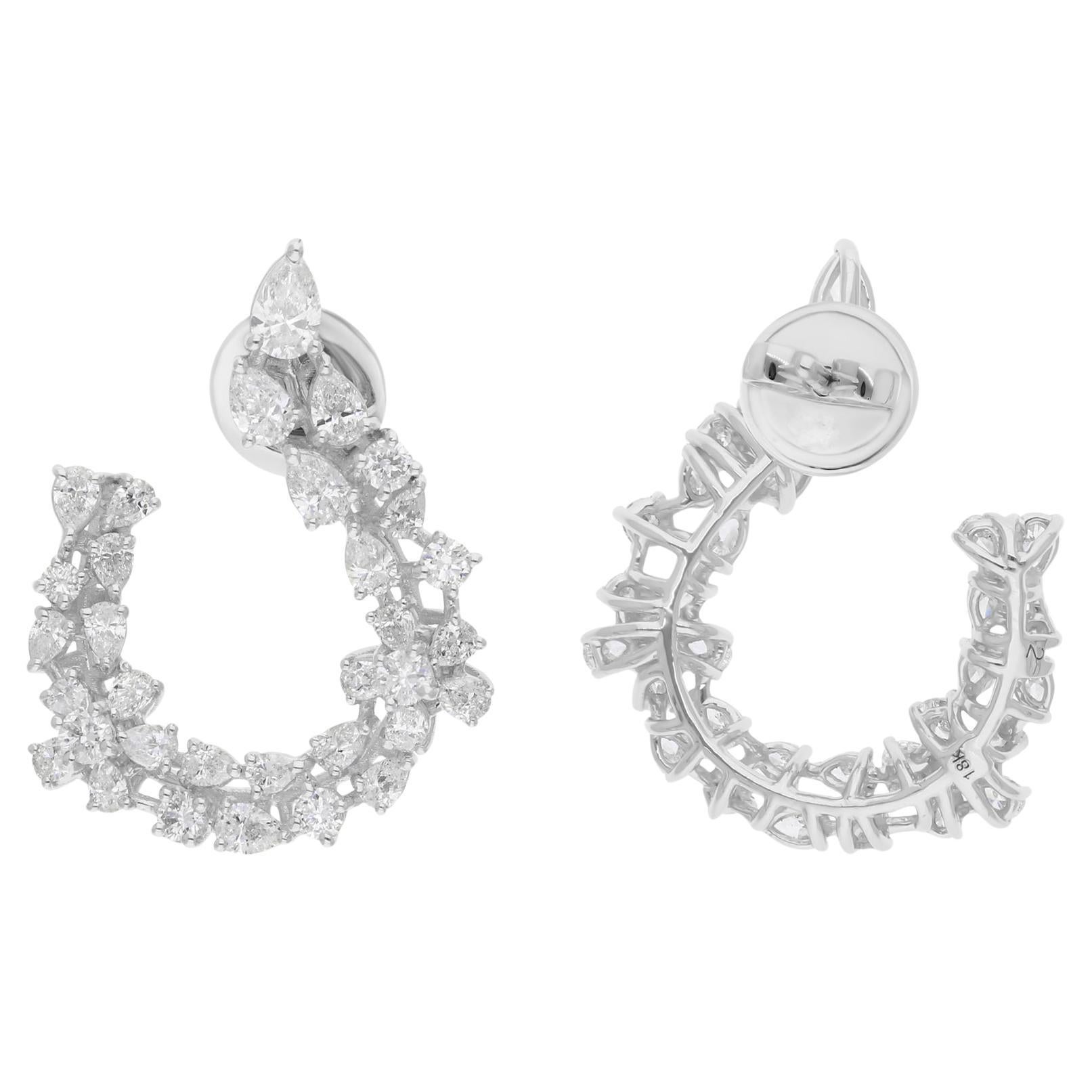 Orecchini di diamanti tondi a pera naturali da 2,52 carati SI/H Gioielli in oro bianco 14 carati