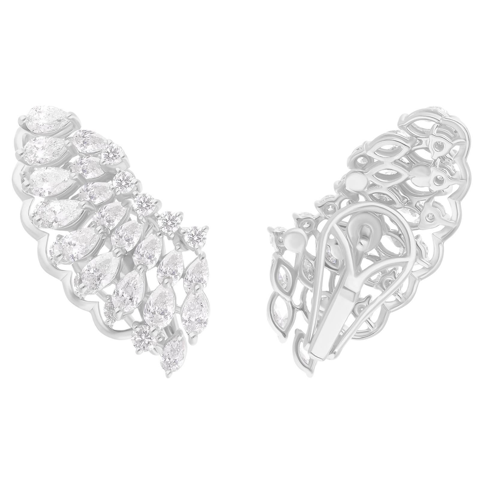 3.52 Carat SI/H Pear Round Brilliant Cut Diamond Earrings 14 Karat White Gold