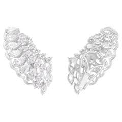 3.52 Carat SI/H Pear Round Brilliant Cut Diamond Earrings 14 Karat White Gold