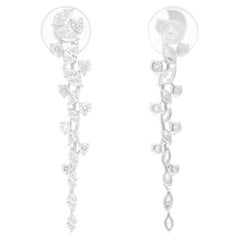 Boucles d
oreilles en or blanc 18 carats avec diamants ronds marquises de 2,31 carats SI/H