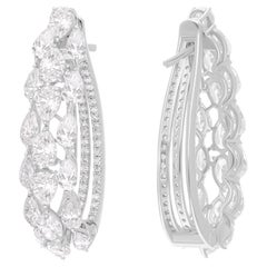 Orecchini a cerchio con diamanti tondi e pera da 8,53 carati SI/H Nature, oro bianco 18 carati