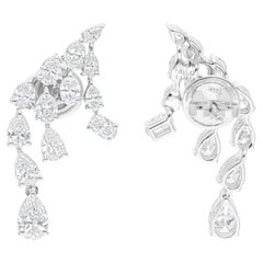 Orecchini di diamanti ovali e marquise da 2,98 carati reali SI/H Gioielli in oro bianco 18 carati