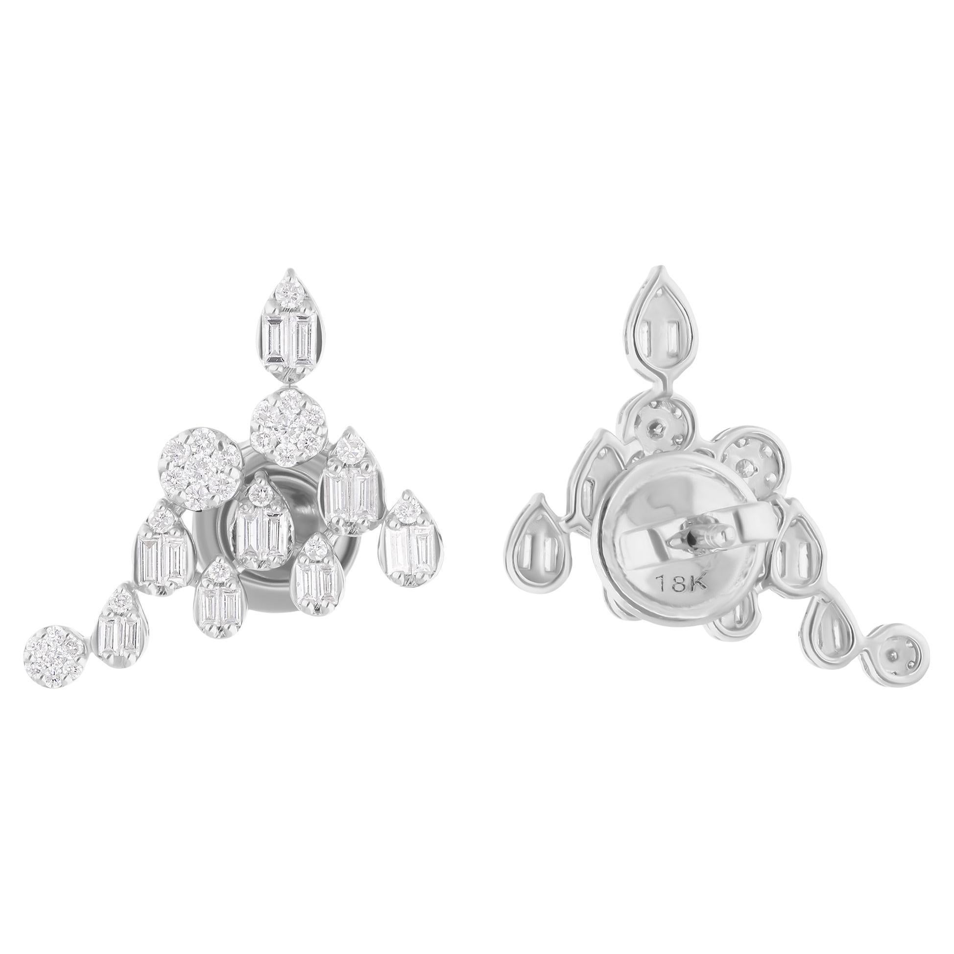 Orecchini di diamanti baguette naturali da 1 carato SI/H Oro bianco 14 carati Gioielli di pregio