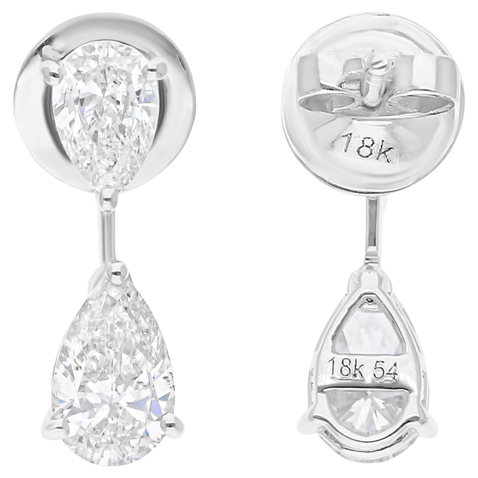 Orecchini pendenti con diamanti naturali da 2,10 carati SI/H Oro bianco 18 carati Gioielleria