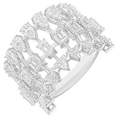 Bague en or blanc 18 carats et diamants naturels de 3,75 carats SI/H de différentes formes