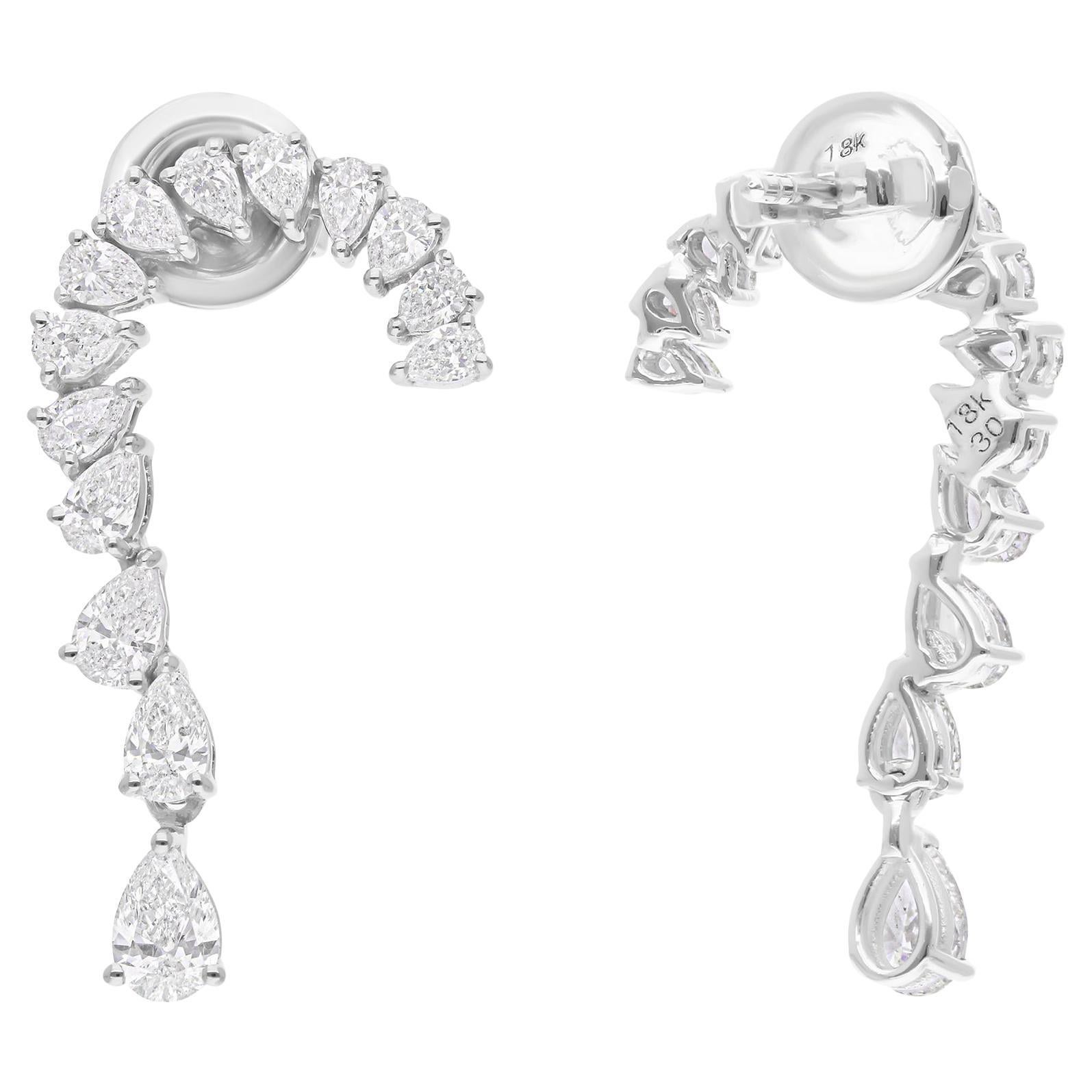 Orecchini di diamanti con taglio a pera Brilliante da 2,05 carati SI/H Gioielli in oro bianco 14 carati