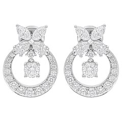 Real 2.91 Carat SI/H Pear Marquise Diamond Earrings 14 Karat White Gold Jewelry