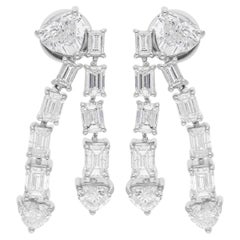 5.87 Carat SI/H Heart Emerald Cut Diamond Earrings 18 Karat White Gold Jewelry