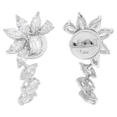 1.73 Carat SI/H Marquise Pear Emerald Cut Diamond Earrings 14 Karat White Gold