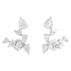Boucles d
oreilles en or blanc 18 carats avec diamants poire naturels 1,56 carats SI/H