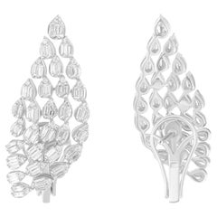 Orecchini di diamanti baguette naturali da 1,40 carati SI/H Gioielli in oro bianco 14 carati