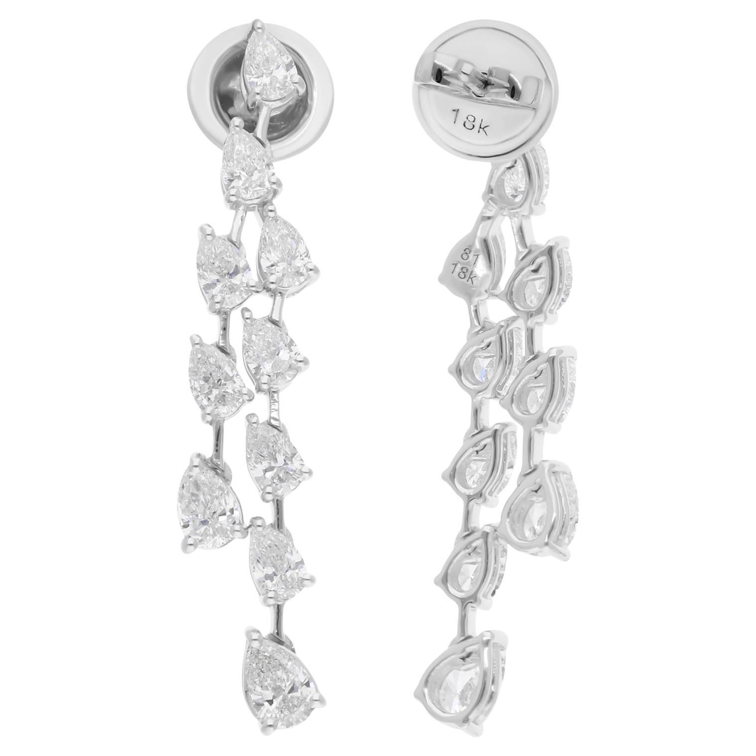 Boucles d
oreilles en or blanc 14 carats avec diamants naturels en forme de poire de 2,27 carats SI/H
