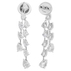 Boucles d
oreilles en or blanc 14 carats avec diamants naturels en forme de poire de 2,27 carats SI/H