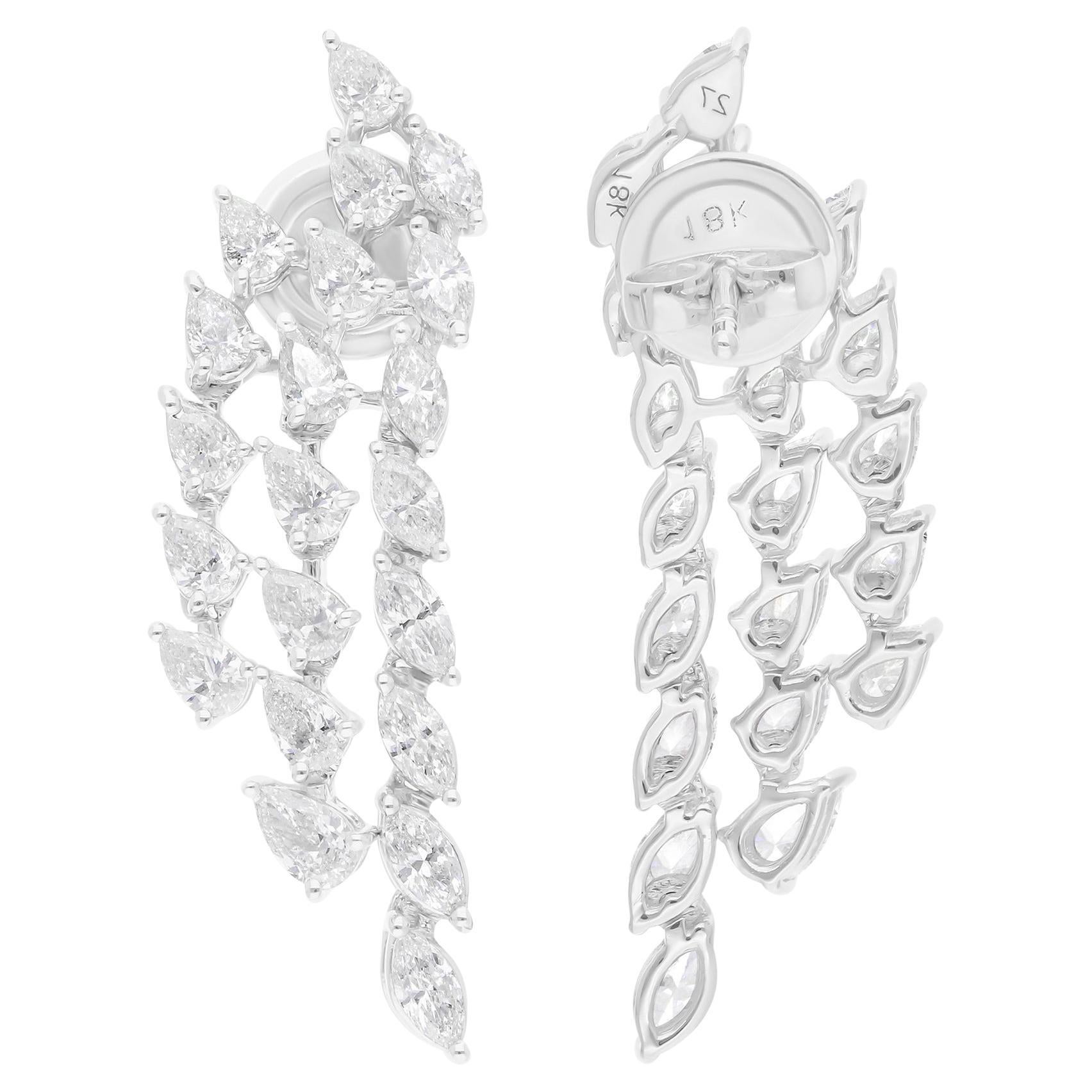 2,68 Karat SI Reinheit HI Farbe Multi Form Diamant-Ohrringe 14 Karat Weißgold