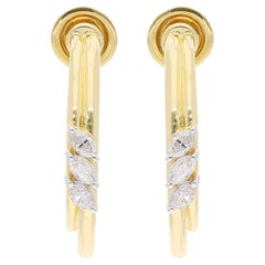 0.55 Ct. Créoles en or jaune 18 carats avec diamants marquises de couleur SI