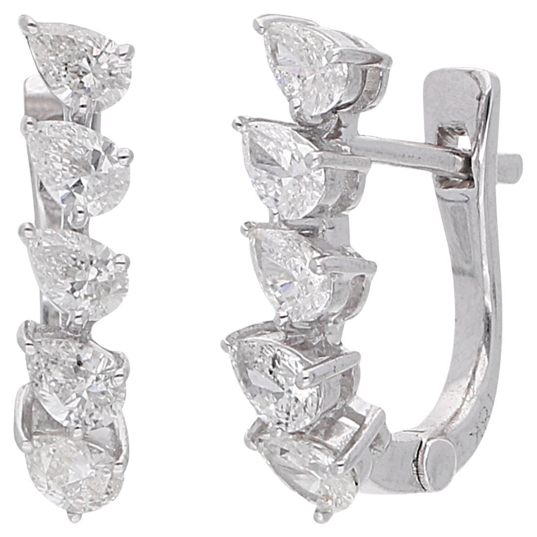 0,81 Carati SI Chiarezza HI Colore Orecchini di diamanti a pera Gioielli in oro bianco 18 carati