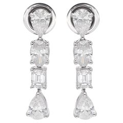 Orecchini pendenti con diamanti taglio pera e smeraldo da 2,3 carati Gioielli in oro bianco 14 carati