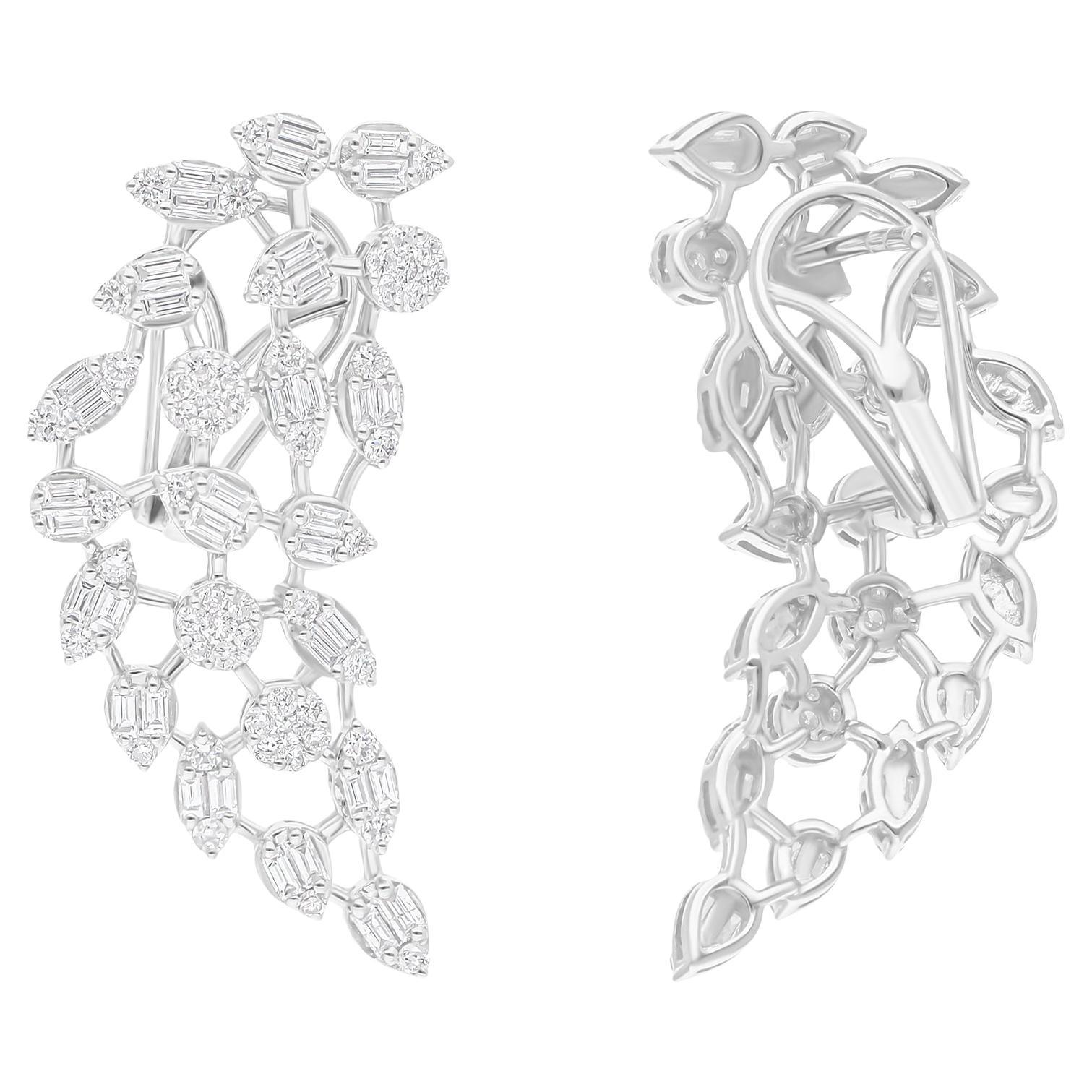 Orecchini di diamanti baguette naturali da 2,20 carati SI/H Gioielli in oro bianco 18 carati