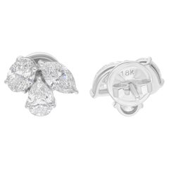 2.38 Carat SI/H Marquise Pear Oval Shape Diamond Earrings 14 Karat White Gold