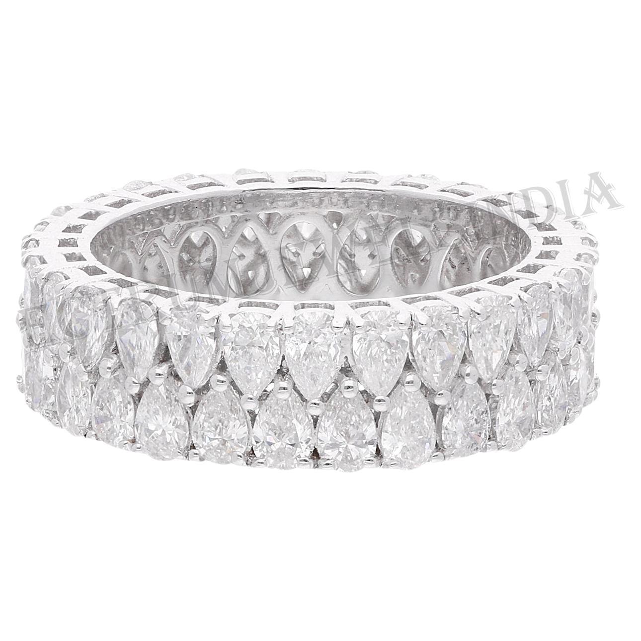 Anillo de diamantes pera de 3,65 quilates con claridad SI y color HI en oro blanco de 14 quilates
