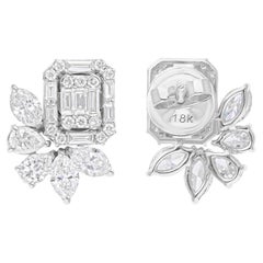 Orecchini di diamanti baguette naturali da 2,15 carati SI/H Gioielli in oro bianco 14 carati