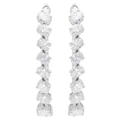 2,96 Carati SI/H Orecchini di diamanti ovali rotondi a taglio brillante in oro bianco 14 carati