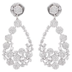 2.35 Carat SI Clarity HI Color Diamond Dangle Earrings 18 Karat White Gold