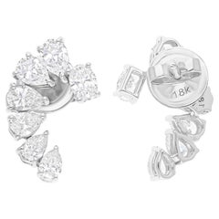 1.98 Carat SI/H Oval Pear Brilliant Cut Diamond Earrings 18 Karat White Gold